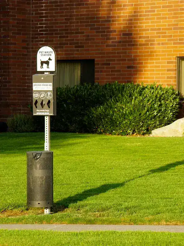 A pet waste station provided by Show-Me Scoopers for Commercial Pet Waste Removal in Springfield, MO
